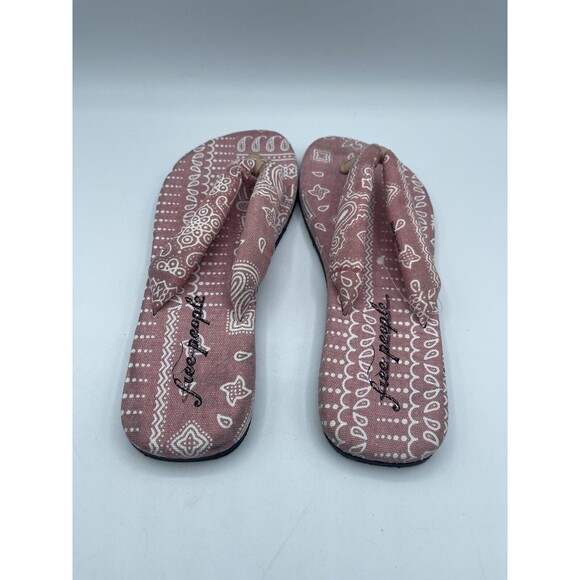 FREE PEOPLE Es Verdra Cotton Thong Sandals - Pink Paisley Pattern- EU39/US8.5 - Picture 6 of 9